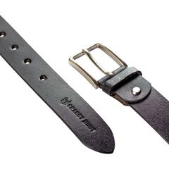 Crabby Hunt Black Genuine Leather Belt for Men – Smooth Finish, Elegant Buckle, Timeless & Sturdy