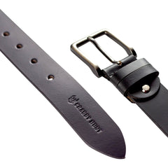 Crabby Hunt Classic Black Leather Belt for Men – Sleek Finish, Genuine Leather, Durable & Refined Look