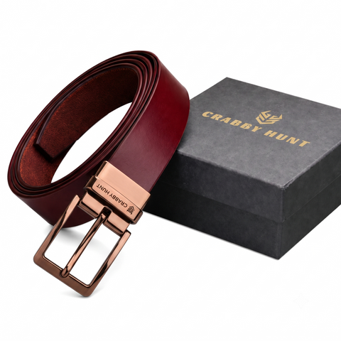 Men’s Black Leather Belt with Golden Metal Buckle – Premium Finish