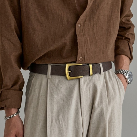 Crabby Hunt Men's Genuine Leather Brown Sufiyana Belt with Golden Buckle | Classic Formal & Casual Belt