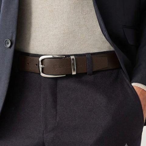 Crabby Hunt Men's Genuine Leather Belt – Brown Sufiyana Finish with Gunmetal Round Buckle