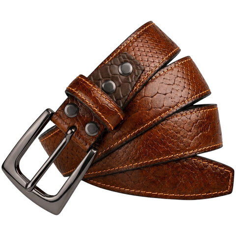 Men’s Tan Croco Genuine Leather Belt – Gunmetal Pin Buckle, Premium Formal & Casual Belt for Men