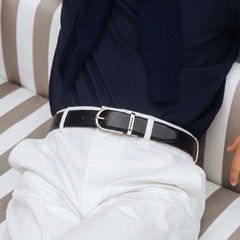 Crabby Hunt Men's Reversible Genuine Leather Belt with Metro Silver Round Buckle | Black & Brown Formal Belt