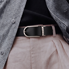 Crabby Hunt Men's Reversible Genuine Leather Belt with Silver Round Buckle | Black & Brown | Formal & Casual Wear | Reversible-Damms Silver Round-Buckle