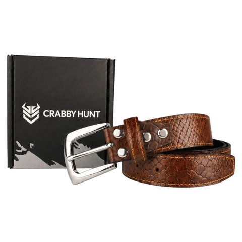 Men’s Tan Croco Genuine Leather Belt – Silver Pin Buckle, Premium Formal & Casual Belt for Men
