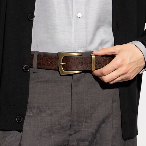 Crabby Hunt Men's Genuine Leather Casual Belt – Oil Pull-Up Leather with Antique Brass Buckle