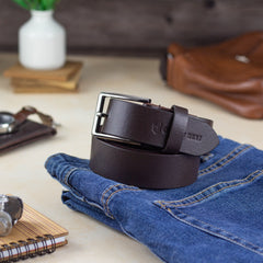 Brown Leather Belt for Men – Genuine Leather with Sleek Buckle