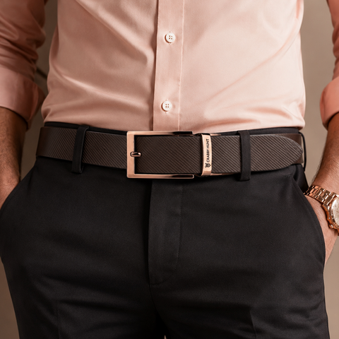 Men’s Reversible Genuine Leather Belt (Choco Brown & Black) with Drill Square Buckle