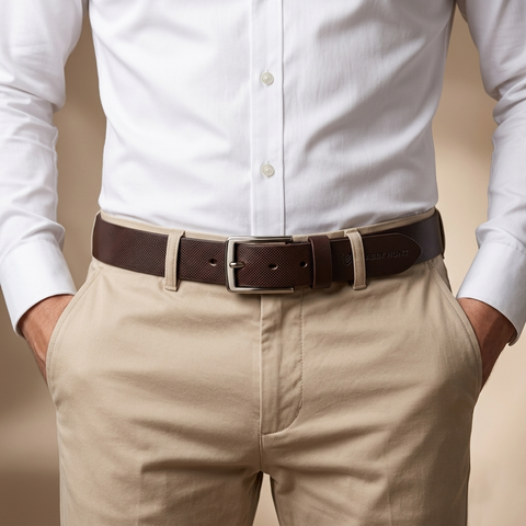 Brown Leather Belt for Men – Genuine Leather with Sleek Buckle