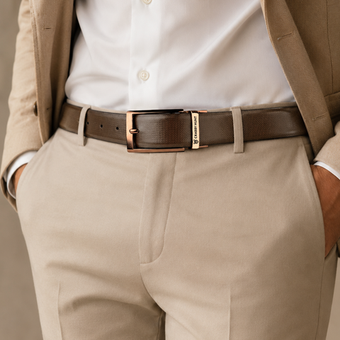 Crabby Hunt Reversible Leather Belt for Men – Dual-Tone Finish with Premium Metal Buckle