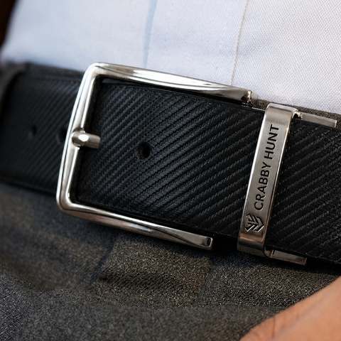 Crabby Hunt Premium Reversible Leather Belt for Men – Dual-Tone Design & Gunmetal Buckle