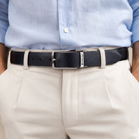 Men’s Reversible Genuine Leather Belt (Black & Brown) with Dammas Silver Buckle