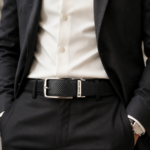 Crabby Hunt Reversible Textured Belt for Men – Black & Brown  Silver Buckle