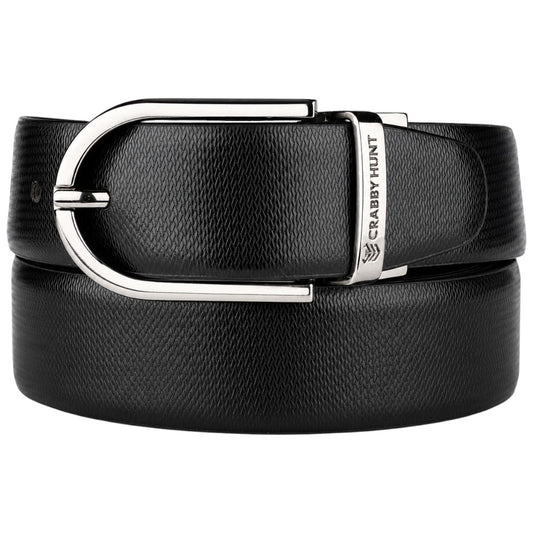 Crabby Hunt Reversible Genuine Leather Belt for Men – Honey & Black | Silver Round Buckle | Formal & Casual Belt