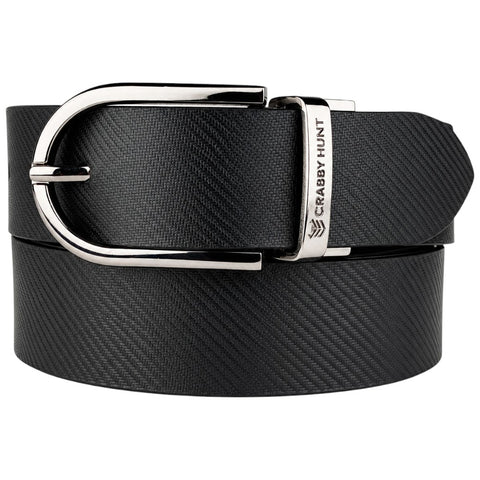Crabby Hunt Premium Reversible Genuine Leather Belt for Men – Drill Silver Round Buckle