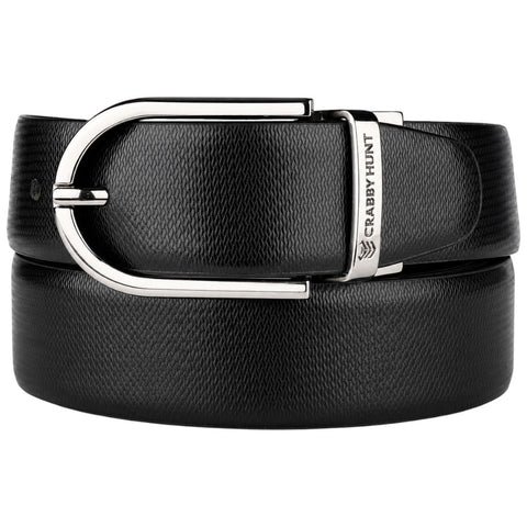 Crabby Hunt Reversible Genuine Leather Belt for Men – Honey & Black | Silver Round Buckle | Formal & Casual Belt
