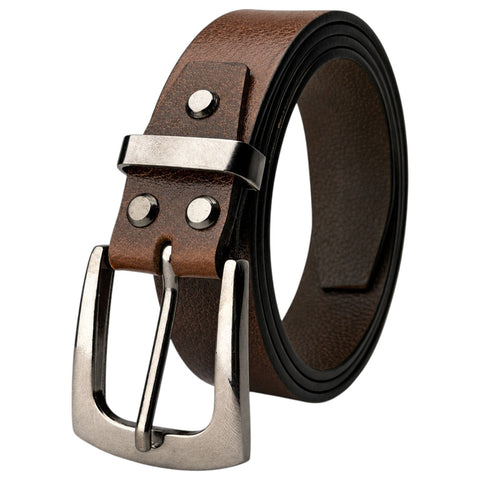 Crabby Hunt Men's Genuine Leather Casual Belt – Oil Pull-Up Leather with Gunmetal Buckle