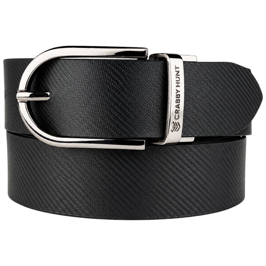 Crabby Hunt Premium Reversible Genuine Leather Belt for Men – Drill Silver Round Buckle