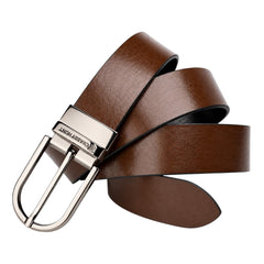 Crabby Hunt Apollo Reversible Genuine Leather Belt with Silver Round Buckle | Premium Formal & Casual Belt