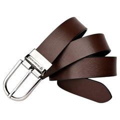 Crabby Hunt Men's Reversible Genuine Leather Belt with Silver Round Buckle | Black & Brown | Formal & Casual Wear | Reversible-Damms Silver Round-Buckle