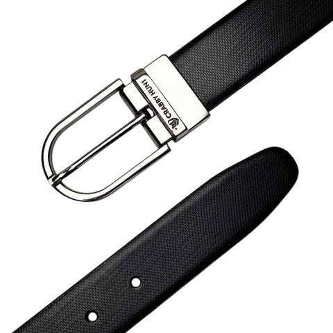 Crabby Hunt Reversible Genuine Leather Belt for Men – Honey & Black | Silver Round Buckle | Formal & Casual Belt