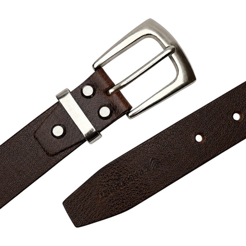Crabby Hunt Men's Genuine Leather Casual Oil Pull-Up Belt with Silver Buckle