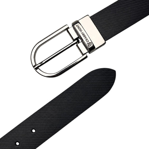 Crabby Hunt Premium Reversible Genuine Leather Belt for Men – Drill Silver Round Buckle