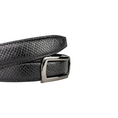 Men’s Autolock Black Croco Leather Belt – Gun Metal Automatic Buckle, Premium Formal Belt for Men