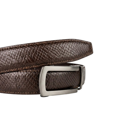 Men’s Autolock Brown Croco Leather Belt – Grey Automatic Buckle, Premium Formal Belt for Men