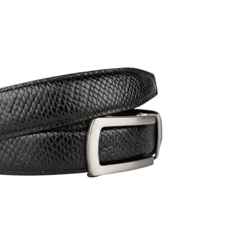 Men’s Autolock Black Croco Leather Belt – Grey Automatic Buckle, Premium Formal Belt for Men