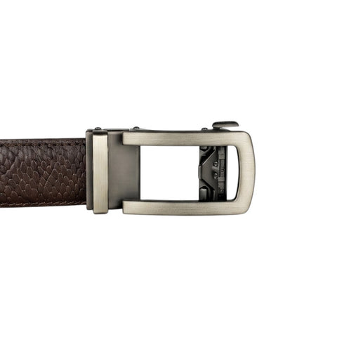 Men’s Autolock Brown Croco Leather Belt – Grey Automatic Buckle, Premium Formal Belt for Men