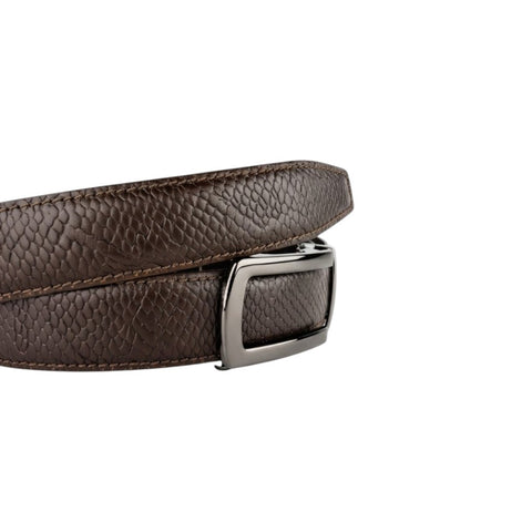 Men’s Autolock Brown Croco Leather Belt – Gun Metal Automatic Buckle, Premium Formal Belt for Men