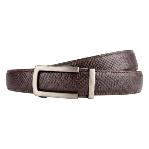 Men’s Autolock Brown Croco Leather Belt – Grey Automatic Buckle, Premium Formal Belt for Men