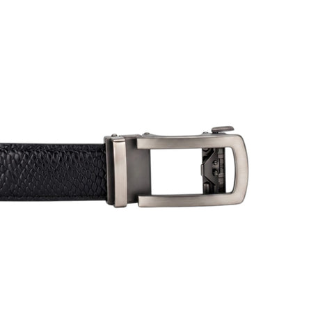 Men’s Autolock Black Croco Leather Belt – Grey Automatic Buckle, Premium Formal Belt for Men