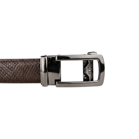 Men’s Autolock Brown Croco Leather Belt – Gun Metal Automatic Buckle, Premium Formal Belt for Men