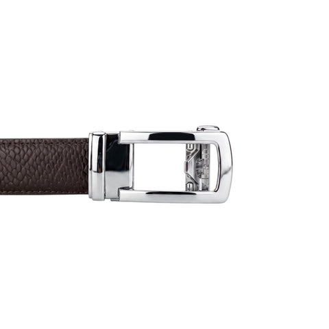 Men’s Autolock Brown Croco Leather Belt – Silver Automatic Buckle, Premium Formal Belt for Men