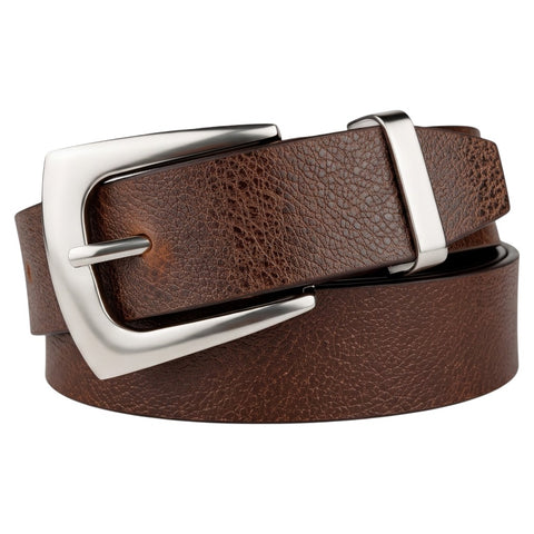 Crabby Hunt Men's Genuine Leather Casual Oil Pull-Up Belt with Silver Buckle