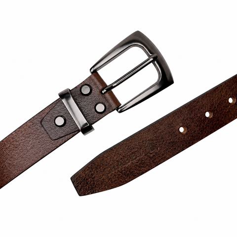 Crabby Hunt Men's Genuine Leather Casual Belt – Oil Pull-Up Leather with Gunmetal Buckle