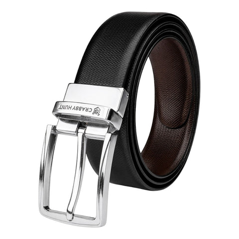 Men’s Leather Wallet & Belt Set – Textured Black Wallet & Gunmetal Front-Slider Belt