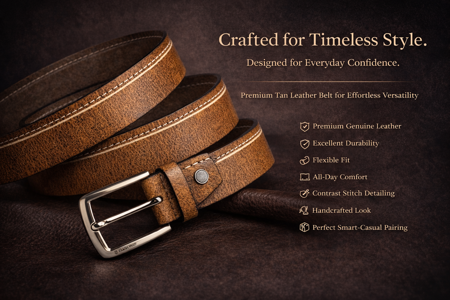 Genuine Tan Leather Belt with Stitches – Crabby Hunt