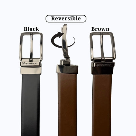 Men’s Reversible Genuine Leather Belt (Choco Brown & Black) with Drill Square Buckle