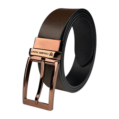 Men’s Reversible Genuine Leather Belt (Choco Brown & Black) with Drill Square Buckle