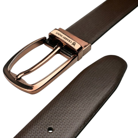 Men’s Reversible Genuine Leather Belt (Choco Brown & Black) with Honey Round Buckle