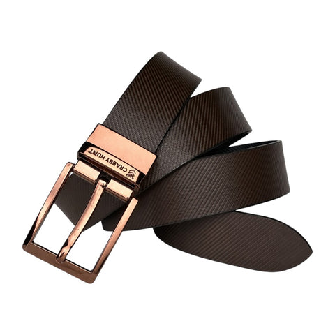 Men’s Reversible Genuine Leather Belt (Choco Brown & Black) with Drill Square Buckle