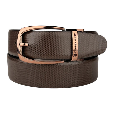 Men’s Reversible Genuine Leather Belt (Choco Brown & Black) with Honey Round Buckle