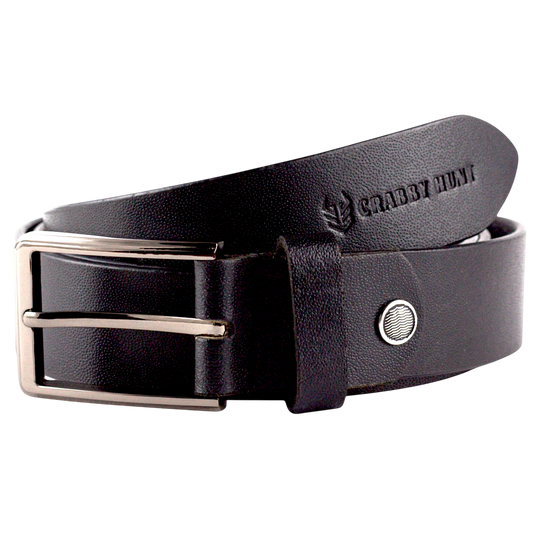 Black Leather Belt for Men – Genuine Leather with Classic Buckle