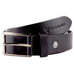 Black Leather Belt for Men – Genuine Leather with Classic Buckle