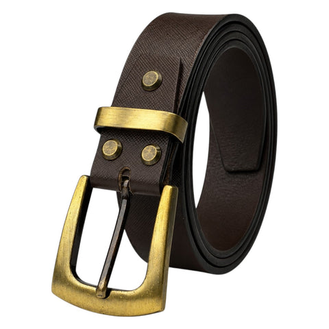 Crabby Hunt Men's Genuine Leather Brown Sufiyana Belt with Golden Buckle | Classic Formal & Casual Belt