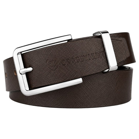 Crabby Men's Sufiyana Brown Genuine Leather Belt with Silver Buckle | Classic Formal & Casual Belt