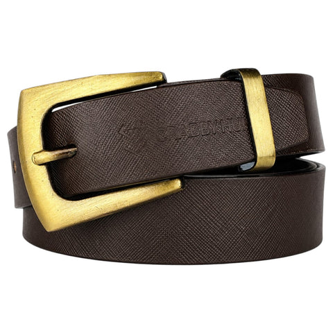 Crabby Hunt Men's Genuine Leather Brown Sufiyana Belt with Golden Buckle | Classic Formal & Casual Belt